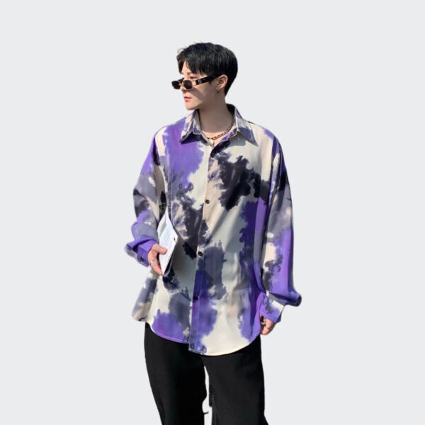 Autumn Niche Vintage Tie-dye Oil Painting Design With Smooth Drape Long-sleeved Bottomed Shirts