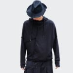 Japanese Dark Style Three-dimensional Cut Design Long-sleeved Hoodie Shirts