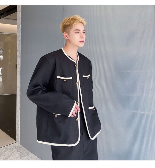 New Small Fragrance Cotton and Linen Woven Round Neck Jacket