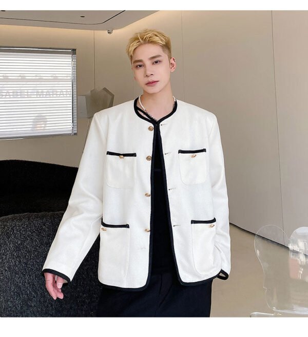New Small Fragrance Cotton and Linen Woven Round Neck Jacket