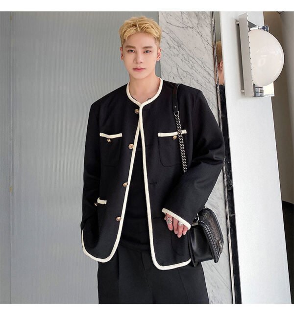 New Small Fragrance Cotton and Linen Woven Round Neck Jacket