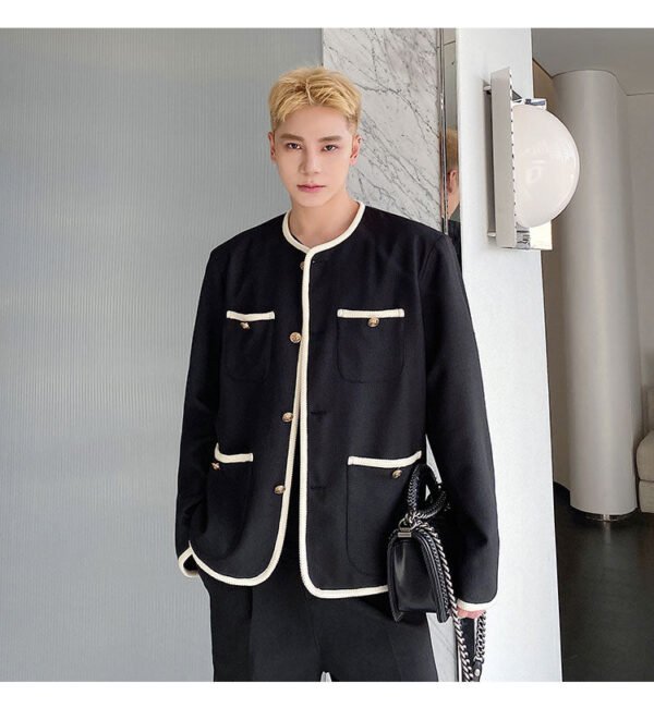 New Small Fragrance Cotton and Linen Woven Round Neck Jacket