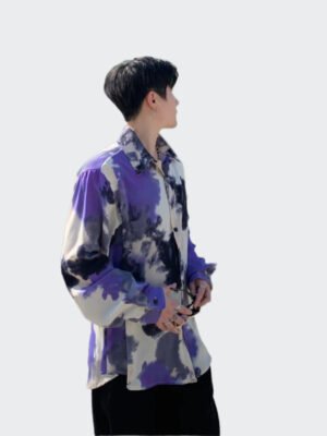 Autumn Niche Vintage Tie-dye Oil Painting Design With Smooth Drape Long-sleeved Bottomed Shirts-Shirts-Dawfashion-new