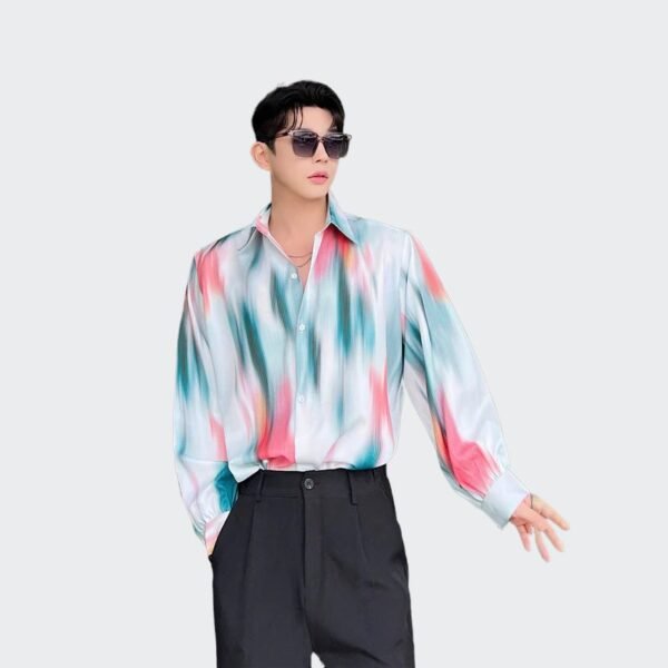 Summer New Trend Fashionable Personalized Digital Printing Loose Casual Korean Thin Style Shirt