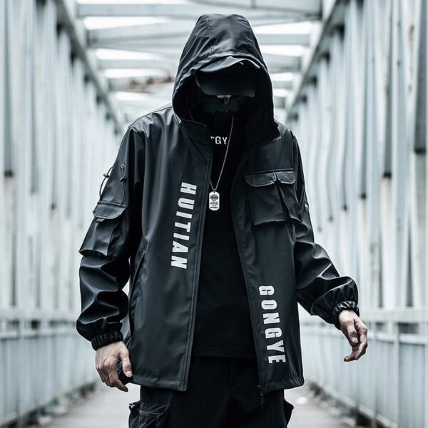 New Charge Coat Loose Functional Hooded Jacket Motorcycle Style Work Coat