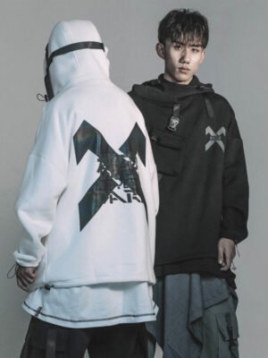 Hooded Hip-Hop Laser Printed Reflective Functional Jacket-Jackets