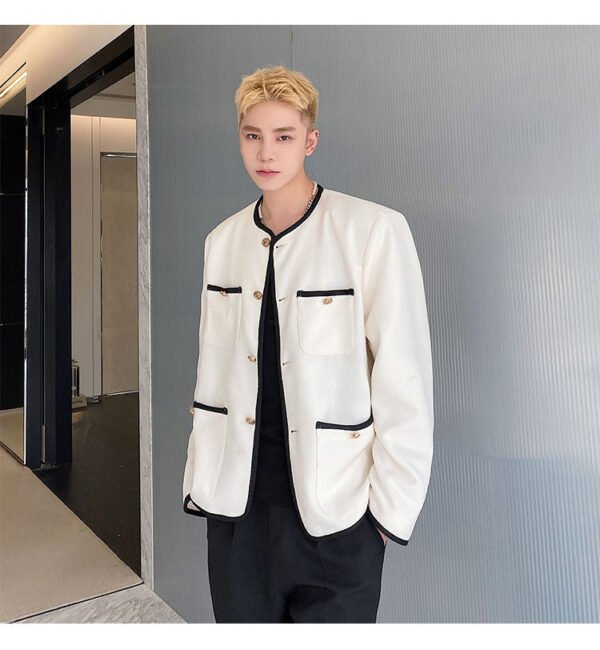 New Small Fragrance Cotton and Linen Woven Round Neck Jacket