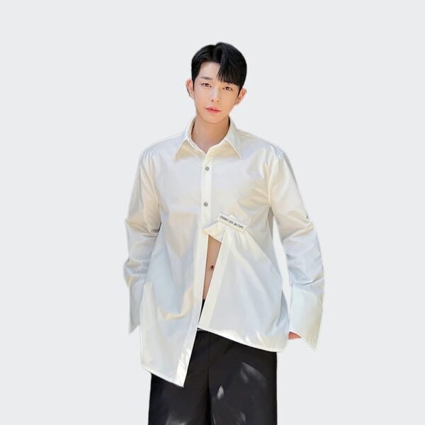 Korean Casual Deconstructed Irregular Long Sleeved Shirt