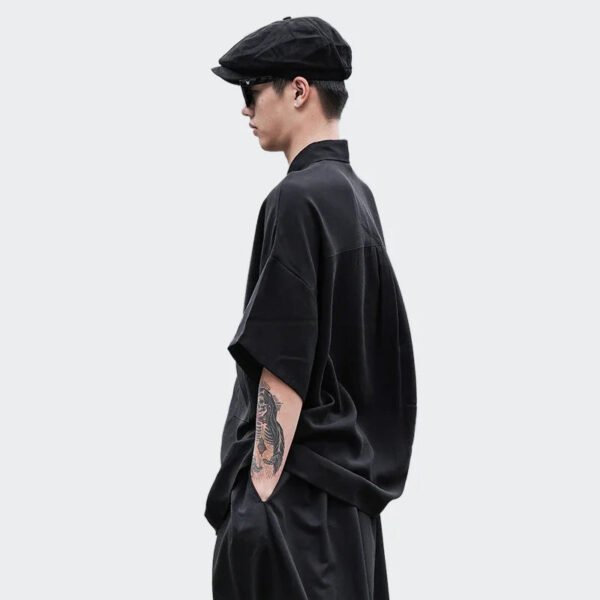 Darkwear Japanese Loose Dropped Shoulder Versatile Short-sleeved Shirts