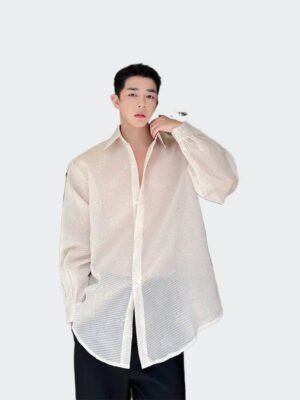 Thin Semi-translucent Cold Wind Embossed Premium Design Long-sleeved Shirt Jackets