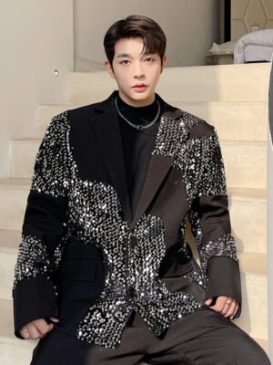 Niche Design Sense of Personality Sequins Stitching Sense Suit Jacket