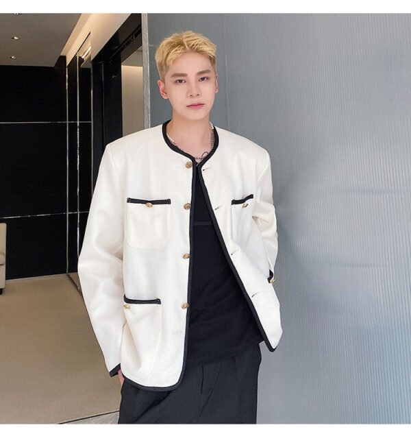 New Small Fragrance Cotton and Linen Woven Round Neck Jacket