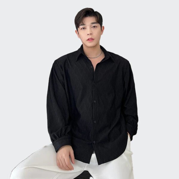 Stylish Korean Version Loose Drape No-hot Design Long-sleeved Shirts