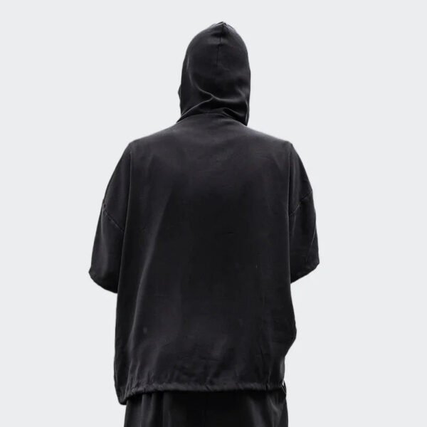 Japanese Streetfashion Dark Style Solid Color Bagged Hooded Drawstring Shirt Coat