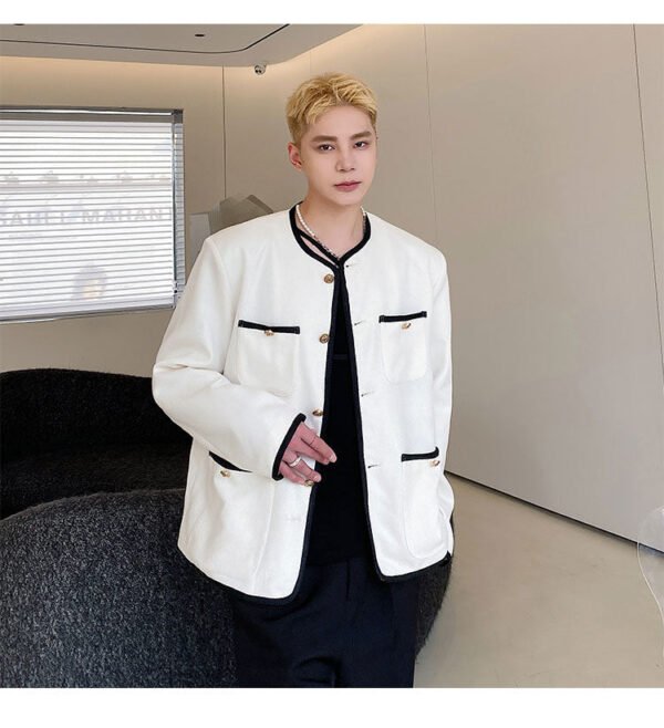 New Small Fragrance Cotton and Linen Woven Round Neck Jacket