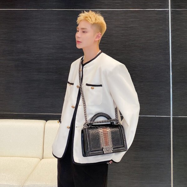 New Small Fragrance Cotton and Linen Woven Round Neck Jacket