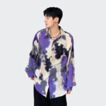 Autumn Niche Vintage Tie-dye Oil Painting Design With Smooth Drape Long-sleeved Bottomed Shirts