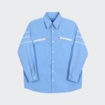 New Trendy Design Niche Loose Casual Blue Shirt