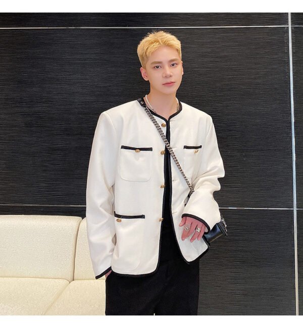 New Small Fragrance Cotton and Linen Woven Round Neck Jacket