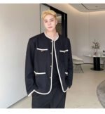 New Small Fragrance Cotton and Linen Woven Round Neck Jacket