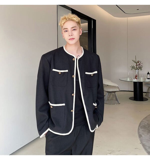 New Small Fragrance Cotton and Linen Woven Round Neck Jacket