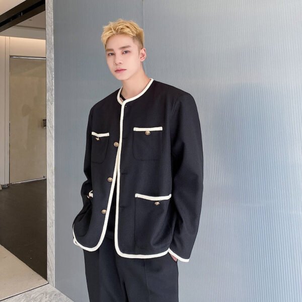 New Small Fragrance Cotton and Linen Woven Round Neck Jacket