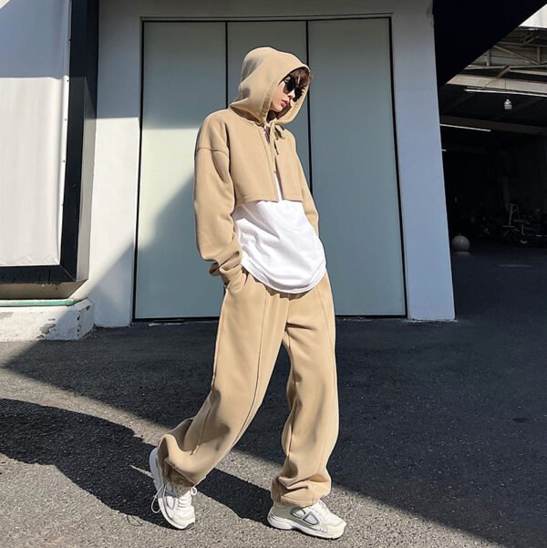 Early Spring Original Korean Version Heavy Pile Thick Knitted Sweatshirt Sweatpants Suits