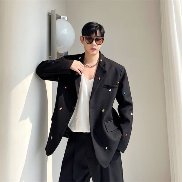 Korean Version Of Meteor Illusion Hand-ordered Diamond Micro-silhouette Drop Shoulder Early Spring Small Fragrant Blazer Suits