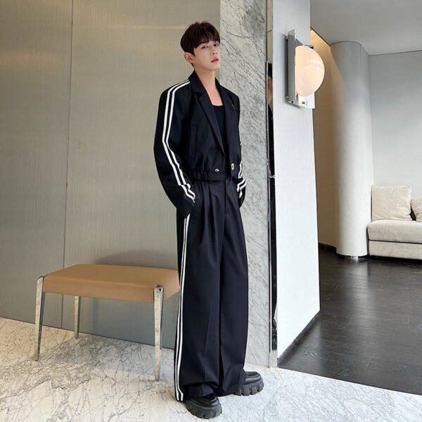 Original Korean Version Of The Niche Pressed Strip Cropped Wide-leg Pants Suits