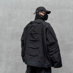 Dark Solid Color Jacket Functional Style Loose Techwear Coat Trendy Brand Casual Top Jacket