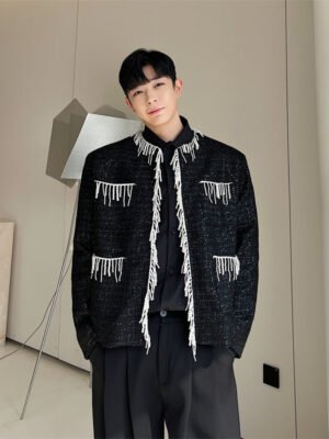 Niche High-end Sense of Pearl Ordering Small Fragrance Korean Style Trend Shoulder Padded Jackets Suits