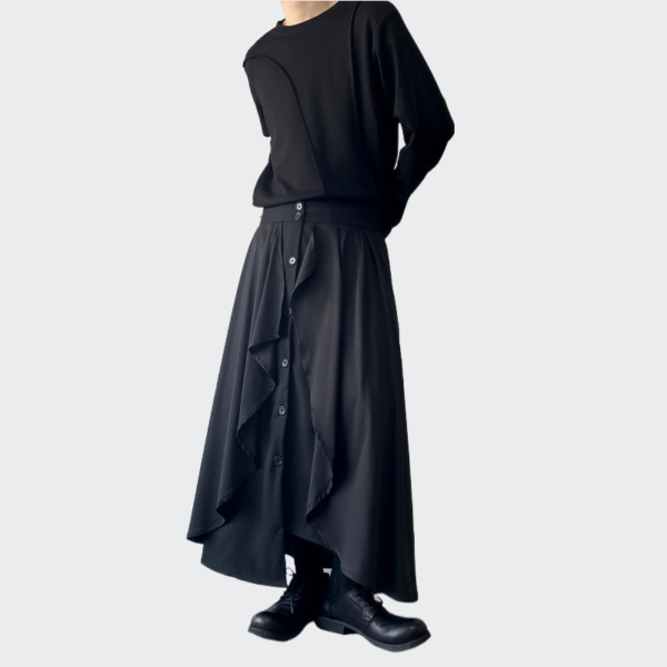 Dark Black Style Personalized Double Layered Skirt