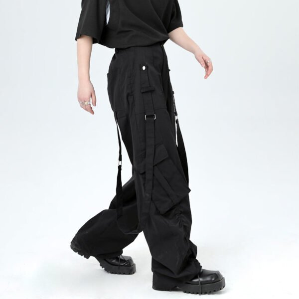 Niche Net Red Pleated Webbing Drawstring Corset Cargo Trousers Pants