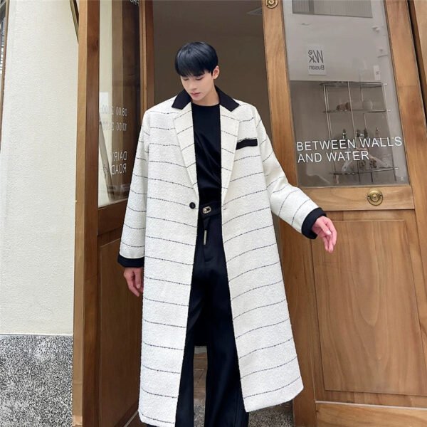 Winter Retro MidVlength Woolen Coat Trendy Winter Coat and Handsome Windbreaker