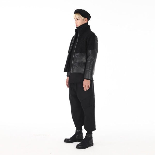 Original Darkwear Collection Is Worn Over A Stand-up Collar Long-sleeved Leather Down Lamb Wool Coat  Jackets