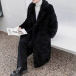 DarkStyle Fashionable Black Plush Warm Long Cotton Suit Collar Winter Coat