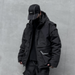 Dark Loose Thickened Hooded Cotton Trendy Functional Jacket Work Techwear Coat