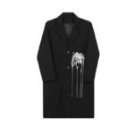 Autumn and Winter New Style Long Windbreaker Niche Contrast Color Embroidery Design Long Coat