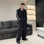 Original Korean Version Of The Niche Pressed Strip Cropped Wide-leg Pants Suits