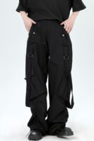 Niche Net Red Pleated Webbing Drawstring Corset Cargo Trousers Pants