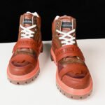 High Cut Leopard Print Short Tube Motorcycle Casual Shoes