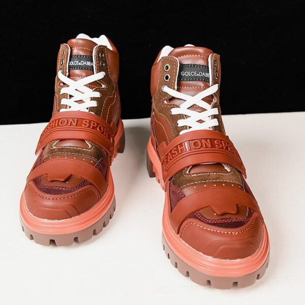 High Cut Leopard Print Short Tube Motorcycle Casual Shoes