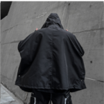 Dark Style Jacket Functional Style Loose Three Quarter Sleeves Long Coat Trendy Brand Cape Hooded Jacket