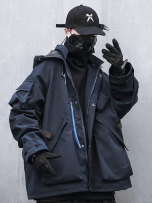 Functional Style Small Standing Collar Hooded Assault Suit Men's And Women's Work Jacket