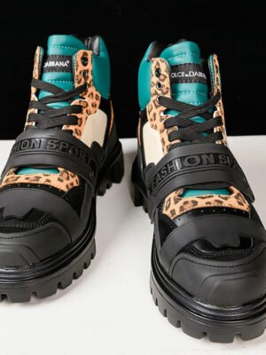 High Cut Leopard Print Short Tube Motorcycle Casual Shoes-Shoes-Dawfashion-new