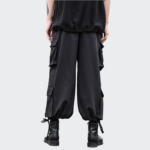 Dark Japanese Multi-bag Straight-leg Drawstring Casual Cargo Pants