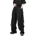 Niche Net Red Pleated Webbing Drawstring Corset Cargo Trousers Pants