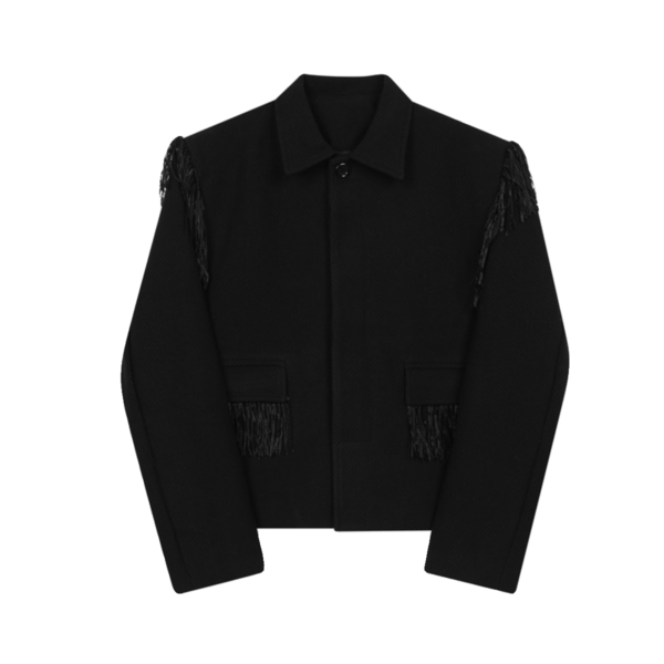 New Street Style Personalized Fringed Lapel Jacket Fashionable French Chic Woolen Jacket