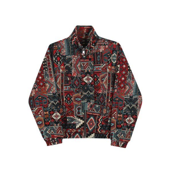 Four Seasons Korean Version Yarn-dyed Jacquard Ethnic Style Design Loose Top Jackets