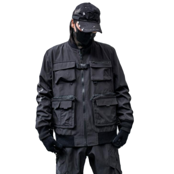 Autumn Multi Pocket Functional Work Jacket Trendy Dark Techwear Coat